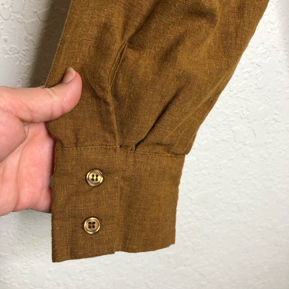 Velvet Heart caramel golden brown linen button down top size Medium - Picture 13 of 15